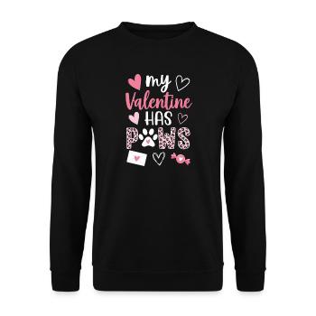 My Valentine Has Paws Cute Love Design - Unisex Sweatshirt - black - Front - Alina (178cm) & Michal (187cm)