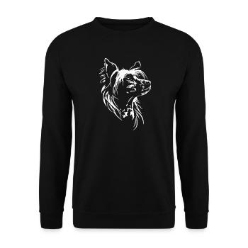 Chinese Crested Dog Silhouette Hunde Wilsigns - Unisex Pullover - Schwarz - Vorne - Alina (178cm) & Michal (187cm)