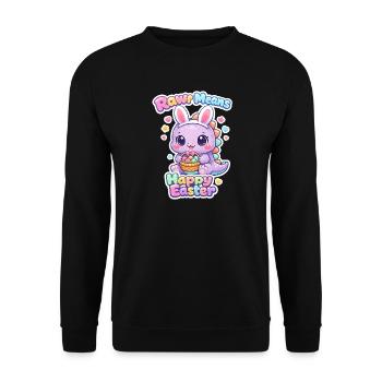 Bunnies Kids Easter Rawr Dino Happy Easter - Unisex Sweatshirt - black - Front - Alina (178cm) & Michal (187cm)