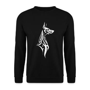 Tribal Dobermann Schwarz Weiß - Unisex Pullover - Schwarz - Vorne - Alina (178cm) & Michal (187cm)