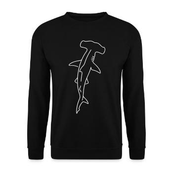 Hammerhead Shark Outline Line Drawing - Unisex Sweatshirt - black - Front - Alina (178cm) & Michal (187cm)