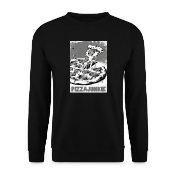 Pizzajunkie Slice Graphic - Unisex Pullover - Schwarz - Vorne - Alina (178cm) & Michal (187cm)