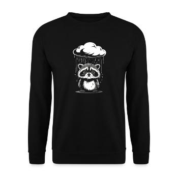 Raccoon in the Rain - Funny Retro Motif - Unisex Sweatshirt - black - Front - Alina (178cm) & Michal (187cm)