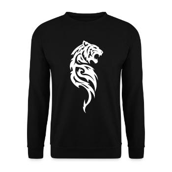 Tiger Tribal Silhouette - Unisex Sweatshirt - black - Front - Alina (178cm) & Michal (187cm)