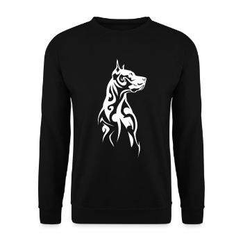 Tribal Hund Kopf - Unisex Pullover - Schwarz - Vorne - Alina (178cm) & Michal (187cm)