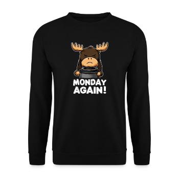 Lustiger Elch für Männer Montag Humor Arbeit - Unisex Pullover - Schwarz - Vorne - Alina (178cm) & Michal (187cm)