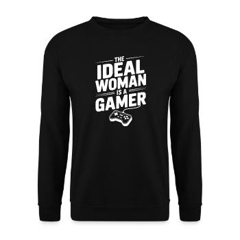 La femme de l’idée est une joueuse - Sweat-shirt Unisexe - noir - Devant - Alina (178cm) & Michal (187cm)