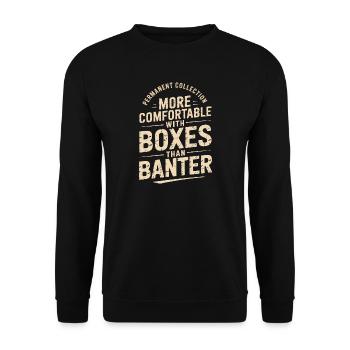 Mit Boxen wohler als mit Geplänkel - Unisex Pullover - Schwarz - Vorne - Alina (178cm) & Michal (187cm)