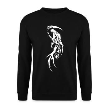 Sensengeist Tribal-Silhouette - Unisex Pullover - Schwarz - Vorne - Alina (178cm) & Michal (187cm)