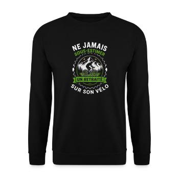 Retraité vélo montagne humour cycliste - Sweat-shirt Unisexe - noir - Devant - Alina (178cm) & Michal (187cm)