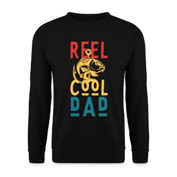 Reel Cool Dad Fishing – Funny Dad Gift - Unisex Pullover - Schwarz - Vorne - Alina (178cm) & Michal (187cm)