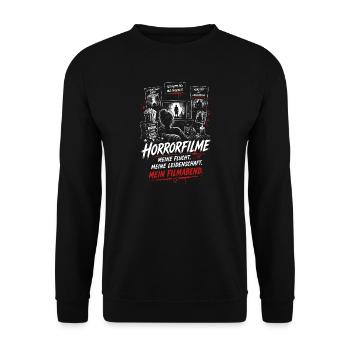 Horror Filme Nacht Leidenschaft Design - Unisex Pullover - Schwarz - Vorne - Alina (178cm) & Michal (187cm)