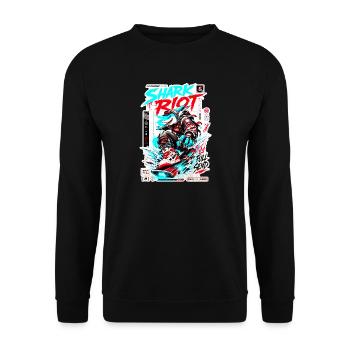Shark Riot Streetwave Full Send Skate-Design - Unisex Pullover - Schwarz - Vorne - Alina (178cm) & Michal (187cm)