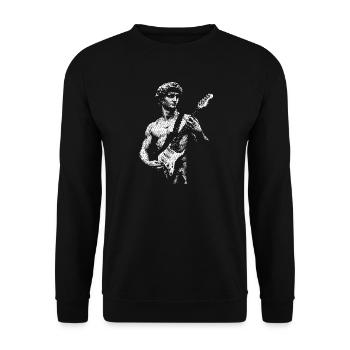 David Statue Michelangelo spielt Gitarre - Unisex Pullover - Schwarz - Vorne - Alina (178cm) & Michal (187cm)