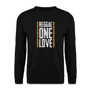 Reggae One Love Schriftzug - Unisex Pullover - Schwarz - Vorne - Alina (178cm) & Michal (187cm)