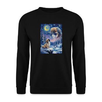 Howling to the Moon Meme Dog Pekingese - Unisex Sweatshirt - black - Front - Alina (178cm) & Michal (187cm)