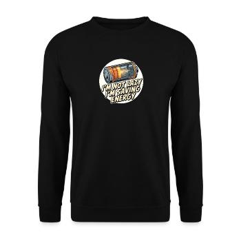 J’économise de l’énergie – dit la batterie - Sweat-shirt Unisexe - noir - Devant - Alina (178cm) & Michal (187cm)