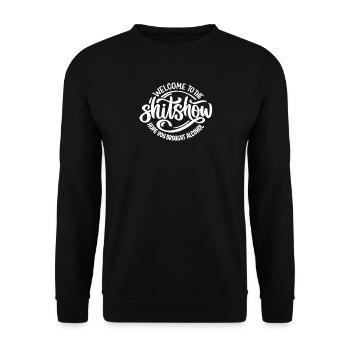 Shitshow Party Saying with Alcohol - Unisex Sweatshirt - black - Front - Alina (178cm) & Michal (187cm)