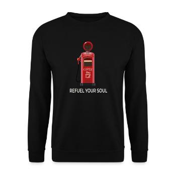 Station de café - Rechargez votre âme - Sweat-shirt Unisexe - noir - Devant - Alina (178cm) & Michal (187cm)