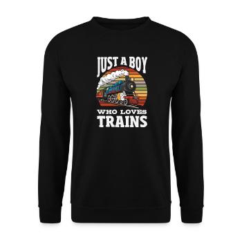 Only a boy who loves trains Railroad - Unisex Sweatshirt - black - Front - Alina (178cm) & Michal (187cm)