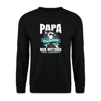 Papa Heizungsbauer Mythos Legende - Unisex Pullover - Schwarz - Vorne - Alina (178cm) & Michal (187cm)