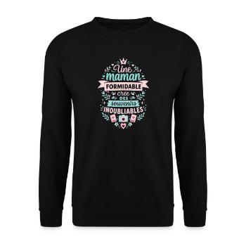 Maman Formidable: Souvenirs Inoubliables - Sweat-shirt Unisexe - noir - Devant - Alina (178cm) & Michal (187cm)