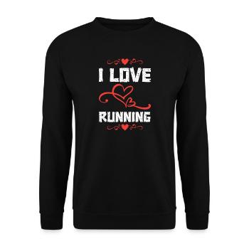 LaufLiebe Herzdesign - Unisex Pullover - Schwarz - Vorne - Alina (178cm) & Michal (187cm)
