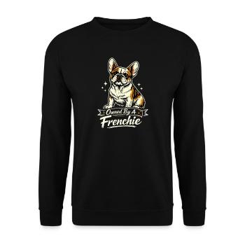 Owned By A Frenchie Frenchie Mom Motiv - Unisex Pullover - Schwarz - Vorne - Alina (178cm) & Michal (187cm)