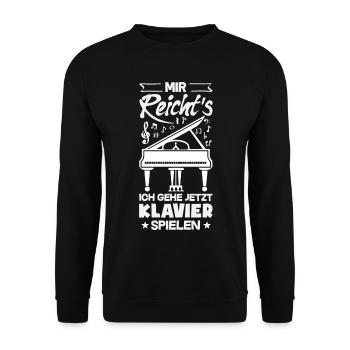Piano Klavier Musiker Geschenk Geschenkidee - Unisex Pullover - Schwarz - Vorne - Alina (178cm) & Michal (187cm)