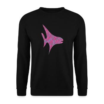 Neon Scribble Fisch Muster - Unisex Pullover - Schwarz - Vorne - Alina (178cm) & Michal (187cm)