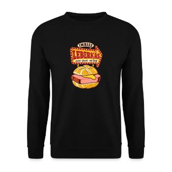 Leberkäs Imbiss Retro - Unisex Pullover - Schwarz - Vorne - Alina (178cm) & Michal (187cm)