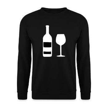Weinflasche und Weinglas Wein Geschenk Genießer - Unisex Pullover - Schwarz - Vorne - Alina (178cm) & Michal (187cm)