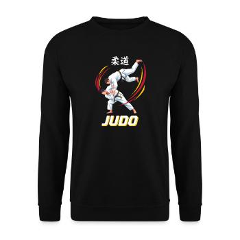 Judo Schulterwurf Kampfkunst - Unisex Pullover - Schwarz - Vorne - Alina (178cm) & Michal (187cm)