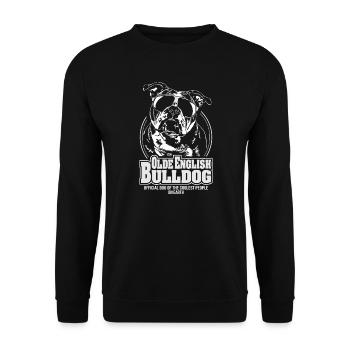 OLDE ENGLISH BULLDOG coolest people Wilsigns OEB - Unisex Pullover - Schwarz - Vorne - Alina (178cm) & Michal (187cm)