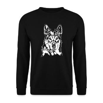 Tschechoslowakischer Wolfhund Krone Hunde Wilsigns - Unisex Pullover - Schwarz - Vorne - Alina (178cm) & Michal (187cm)