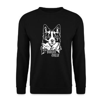 Aimé par un chien Border Collie Chien Wilsigns - Sweat-shirt Unisexe - noir - Devant - Alina (178cm) & Michal (187cm)