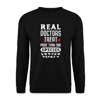 De vrais médecins traitent plus d'une espèce - Sweat-shirt Unisexe - noir - Devant - Alina (178cm) & Michal (187cm)