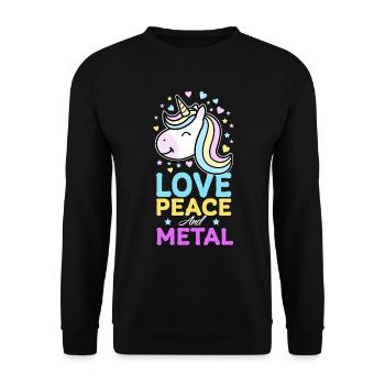 Metal Einhorn - Unisex Pullover - Schwarz - Vorne - Alina (178cm) & Michal (187cm)