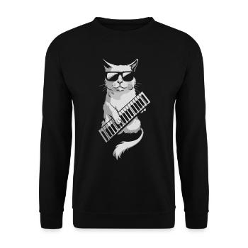 Cats Keytar Keyboard Gift - Unisex Sweatshirt - black - Front - Alina (178cm) & Michal (187cm)