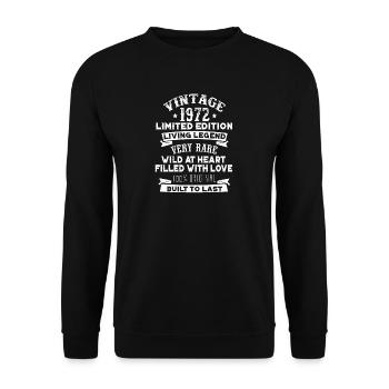 Vintaged 1972 Légende vivante construit pour durer - Sweat-shirt Unisexe - noir - Devant - Alina (178cm) & Michal (187cm)