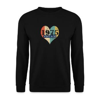 Jahrgang 1975 Retro - Unisex Pullover - Schwarz - Vorne - Alina (178cm) & Michal (187cm)