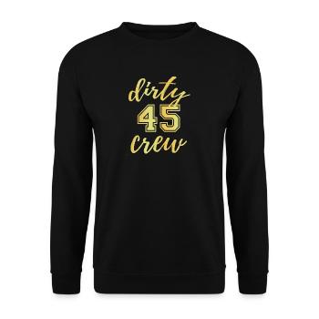 Dirty 45 Besatzung - Unisex Pullover - Schwarz - Vorne - Alina (178cm) & Michal (187cm)