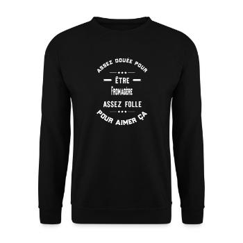 assez douée Fromagère cadeau - Sweat-shirt Unisexe - noir - Devant - Alina (178cm) & Michal (187cm)