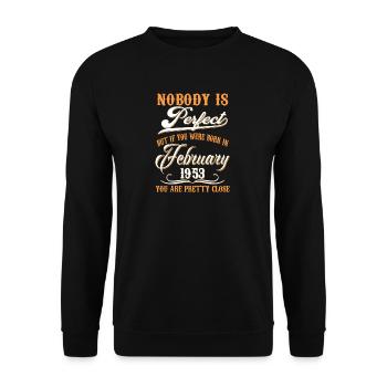 Wenn Sie im Februar 1953 geboren sind - Unisex Pullover - Schwarz - Vorne - Alina (178cm) & Michal (187cm)