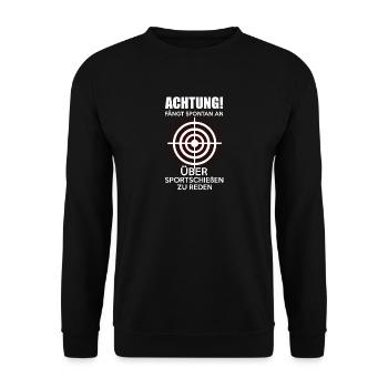 Schütze Sportschütze Gewehr schießen ziel feiern - Unisex Pullover - Schwarz - Vorne - Alina (178cm) & Michal (187cm)