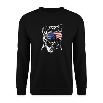 AMERICAN AKITA Sonnenbrille Amerika Fahne - Unisex Pullover - Schwarz - Vorne - Alina (178cm) & Michal (187cm)