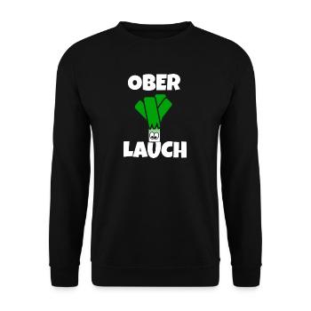 Ober Lauch | Lauch | Muskelmann - Unisex Pullover - Schwarz - Vorne - Alina (178cm) & Michal (187cm)