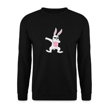 lapin tamponnant idée de cadeau de Pâques - Sweat-shirt Unisexe - noir - Devant - Alina (178cm) & Michal (187cm)