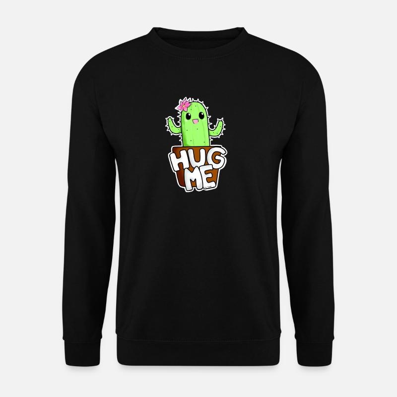 Kawaii Cactus Hug Me Funny Manga Gift Idea - Unisex Sweatshirt - black