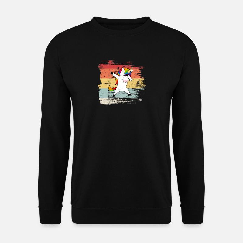 Einhorn Vintage Einhorn Regenbogen Dab Dabben - Unisex Pullover - Schwarz